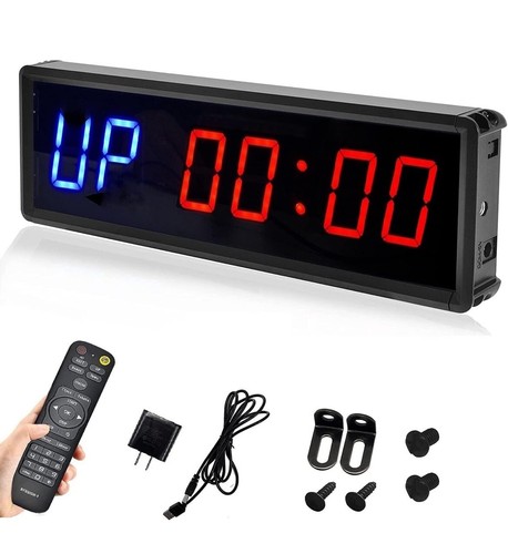 LED Interval Timer Count Down/Up Clock Stopwatch with Remote for Home Gym Fitnes