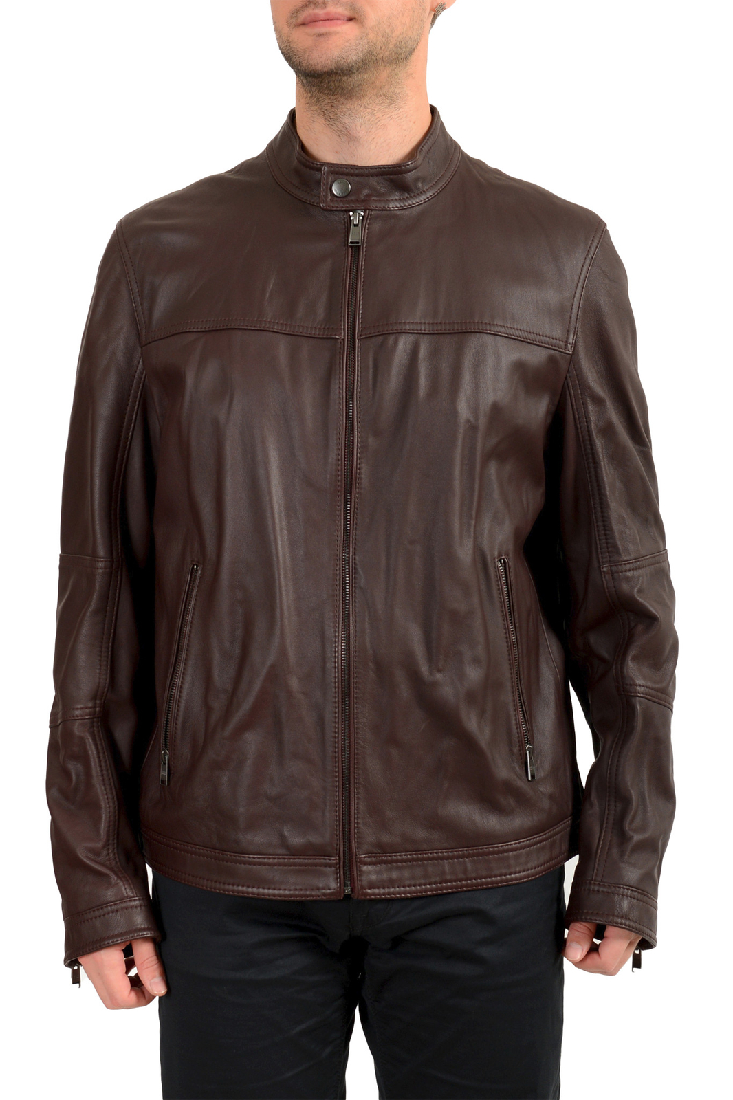 Мужская куртка-бомбер Hugo Boss Nestem из 100 кожи бордового цвета US XL IT 54 101290₽