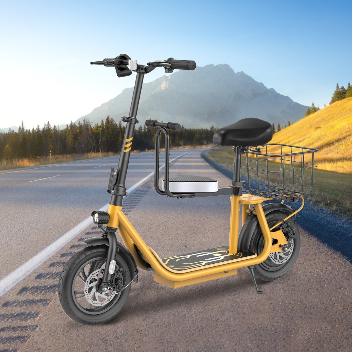 Adults Z6 Peak 1200W Electric Scooter with Seat&Basket