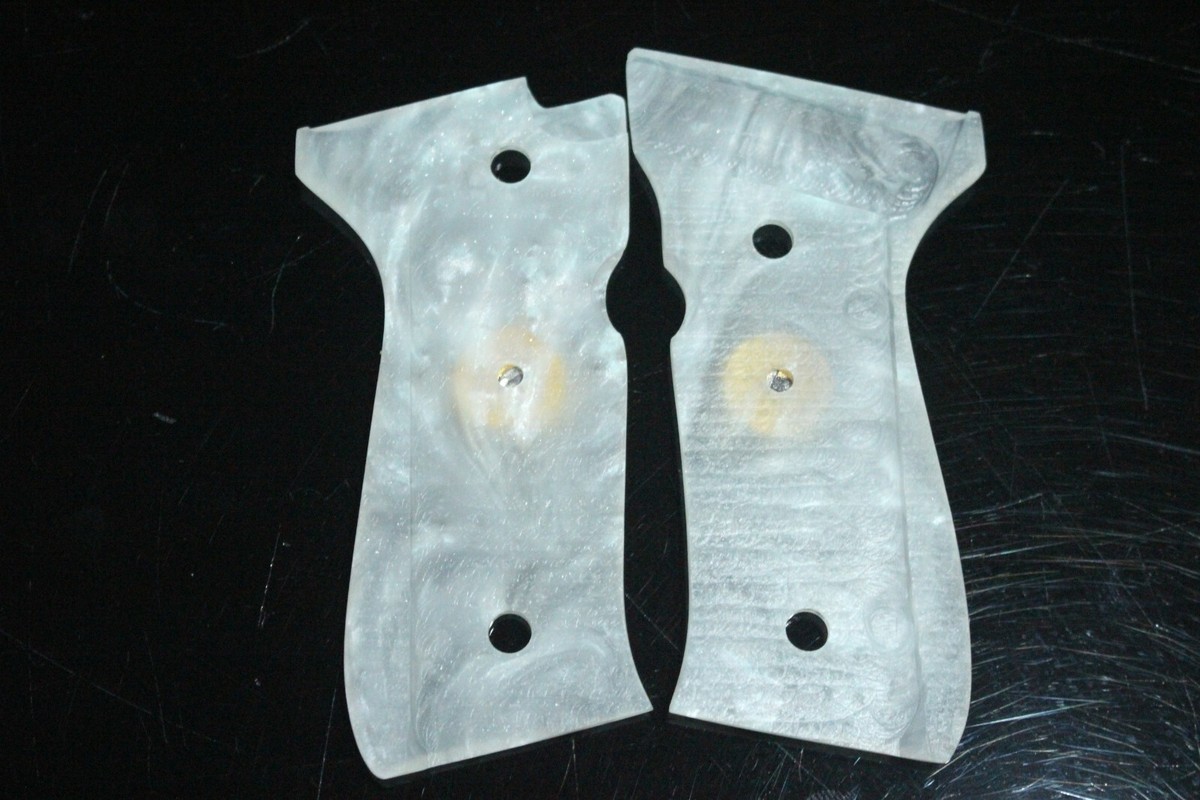 BERETTA 92 GRIPS FULL SIZE 92FS, 96, M9 FAUX PEARL PUNISHER SKULL