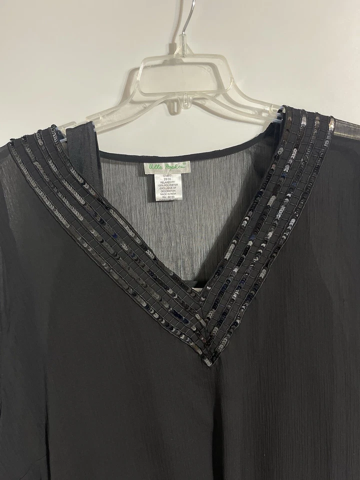 Ulla Popken 2 Piece Top Plus Size 28/30 Sheer Sequins Fairy Whimsigoth 90s Y2K - Image 3 of 4