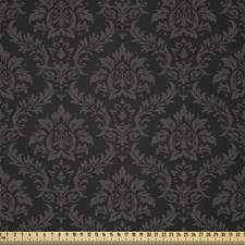 Schwarz und Grau Microfaser Stoff als Meterware Damast Muster Kunst