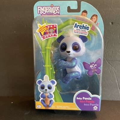 Authentic WowWee Fingerlings ARCHIE Interactive Toy Pet Blue Glitter Panda NEW B