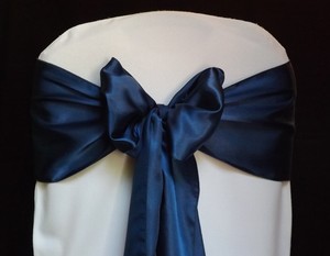 mds pack of 50 navy blue satin chair sashes bow sash for wedding