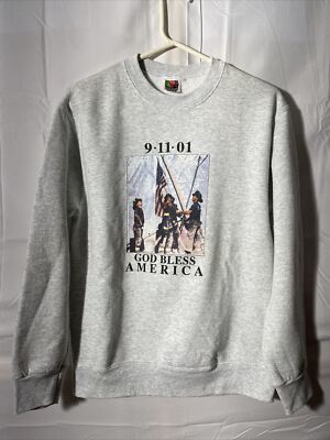 VTG 911 Ground Zero 9-11-01 Fruit Of The Loom L Remembering GOD BLESS Chest 20 