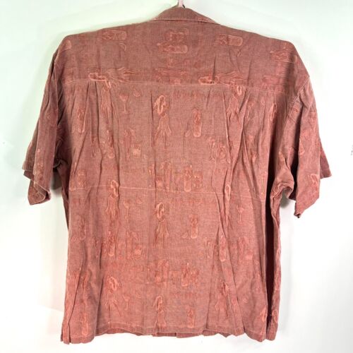 Big Dogs Silk Hawaiian Resort Wear Button-Up Shirt Size 3XL Salmon Short Sleeve - Picture 7 of 8