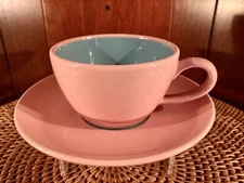 Lindt-Stymeist Colorways Cup & Saucer Pink Turquoise 6316511 Set of 2 * VGCU
