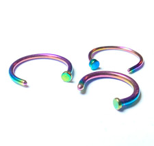 1pc Nose Ring Rainbow Titanium Anodized Hoop 16g-18g-20g, 5/16", 3/8", 8mm, 10mm