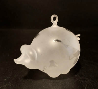 1993 E. Burke Frosted Blown Glass Pig Garden Images Ornament