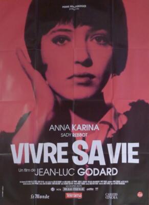 VIVRE SA VIE - JEAN LUC GODRAD / KARINA - REISSUE LARGE FRENCH MOVIE POSTER
