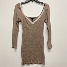 Forever 21 Medium Babydoll Fitted Long Sleeve Lace Neckline Mini Dress Sexy