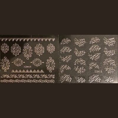 2X 3D Selbstklebend Nagel Sticker Set Nail Art Aufkleber Glitzer Shiny Silber 