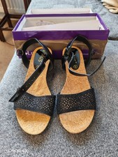 LADIES LOTUS WEDGE SANDALS BLACK SIZE 5