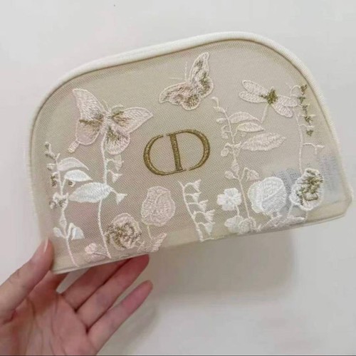 Butterfly Embroidered Mesh Cosmetic Bag Shell Pouch Gift 19x12cm