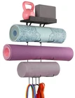 Yoga Mat Holder Accessories Wall Mount Organizer Storage Decor Foam Roller an...