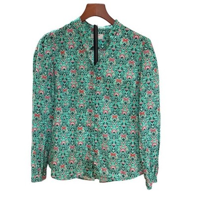 Snazzy UNTUCKit For Her Regina Teal Pink Floral Damask Button Down Shirt Size 6