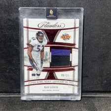 2023 Panini Flawless - Super Bowl Swatches Ray Lewis #SBS-RL Ruby /15 (MEM)