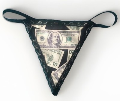 New Large Women s MONEY Cash Banking String Thong Panty Lingerie Underwear Bill