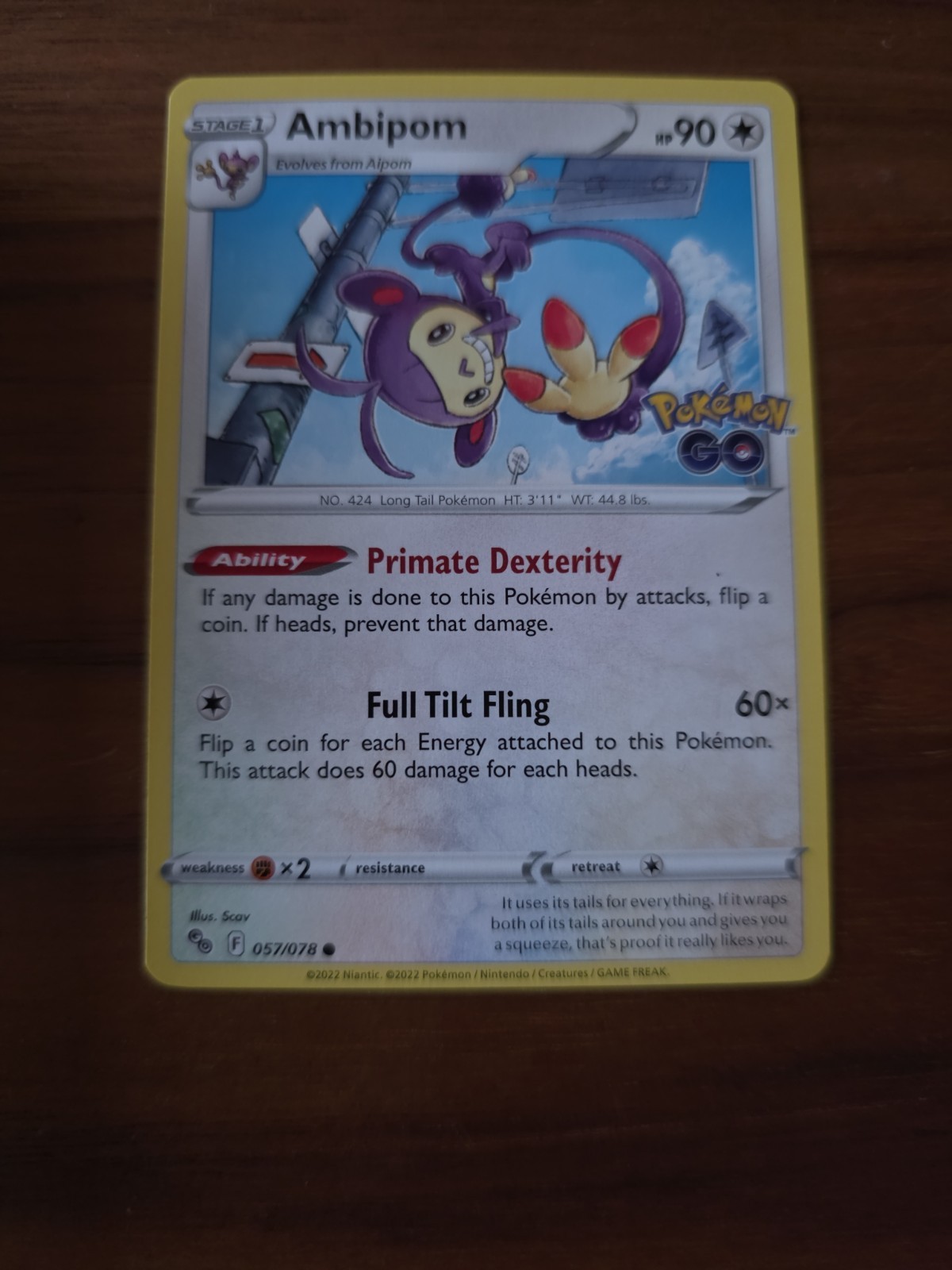 Ambipom 57/78 - Pokémon GO - Common - Pokemon Card TCG