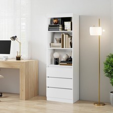Image of 180cm Tall Bookcase w/ Shelving Drawers for Storage Bookshelf Living Room Office