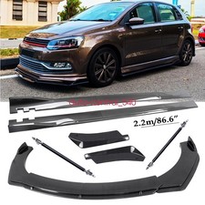 Carbon Fiber Front Bumper Lip Spoiler Side Skirt Strut Rods For Vw Polo 2003-24 Carbon Fiber Front Bumper Lip Spoiler Side Skirt Strut Rods For Vw Polo 2003-24