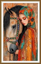 Bead Embroidery Kit "The girl and the horse" Beaded Stitching Beadwork Nova