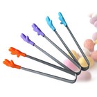4 Pcs Stainless Steel Mini Tongs Silicone For Kitchen Baking Serving
