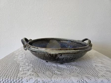 Handcrafted Ceramic Serving Bowl With Rustic Handles