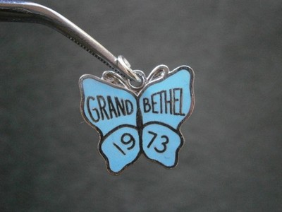 Butterfly Grand Bethel 1973 Long Beach Vtg Sterling Silver Enamel Bracelet Charm