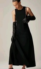NWT J.Crew Size 4 Long A-Line Dress Drapey Crepe Black Maxi Lined CG350 $168