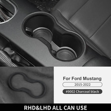 Cup Holder Cover Trim Alcantara Suede Black Interior For Ford Mustang 2015-2025