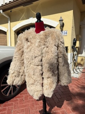 100% Natural Tigrado Wool Coat Women's One Size Fur beige