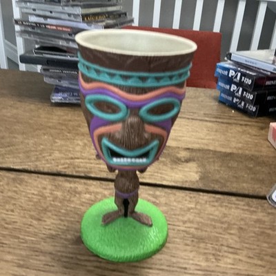 Tiki Goblet Plastic Hawaiian Luau Party Cup Tribal Mask Multi-colored Plastic