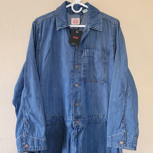 Tuta Levi's Denim donna taglia large blu manica lunga bottoni a pressione nuova con etichetta - Foto 2 di 11