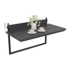 32" Large Folding Balcony Table for Railing, Patio HDPE Bar Adjustable Hangin...