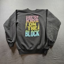 Vintage New Kids On The Block 90s Black Sweatshirt Hanes Size Medium