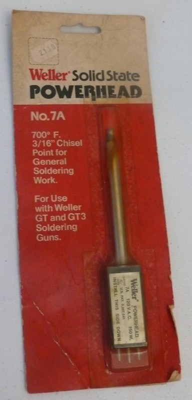 Vintage NOS Weller Solid State 7A Powerhead GT GT3 Solder gun Chisel Point 3/16