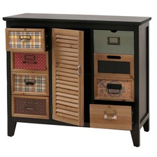 B-Ware Apothekerkommode MCW-O63, Schubladen Etikettenhalter Fensterladen schwarz