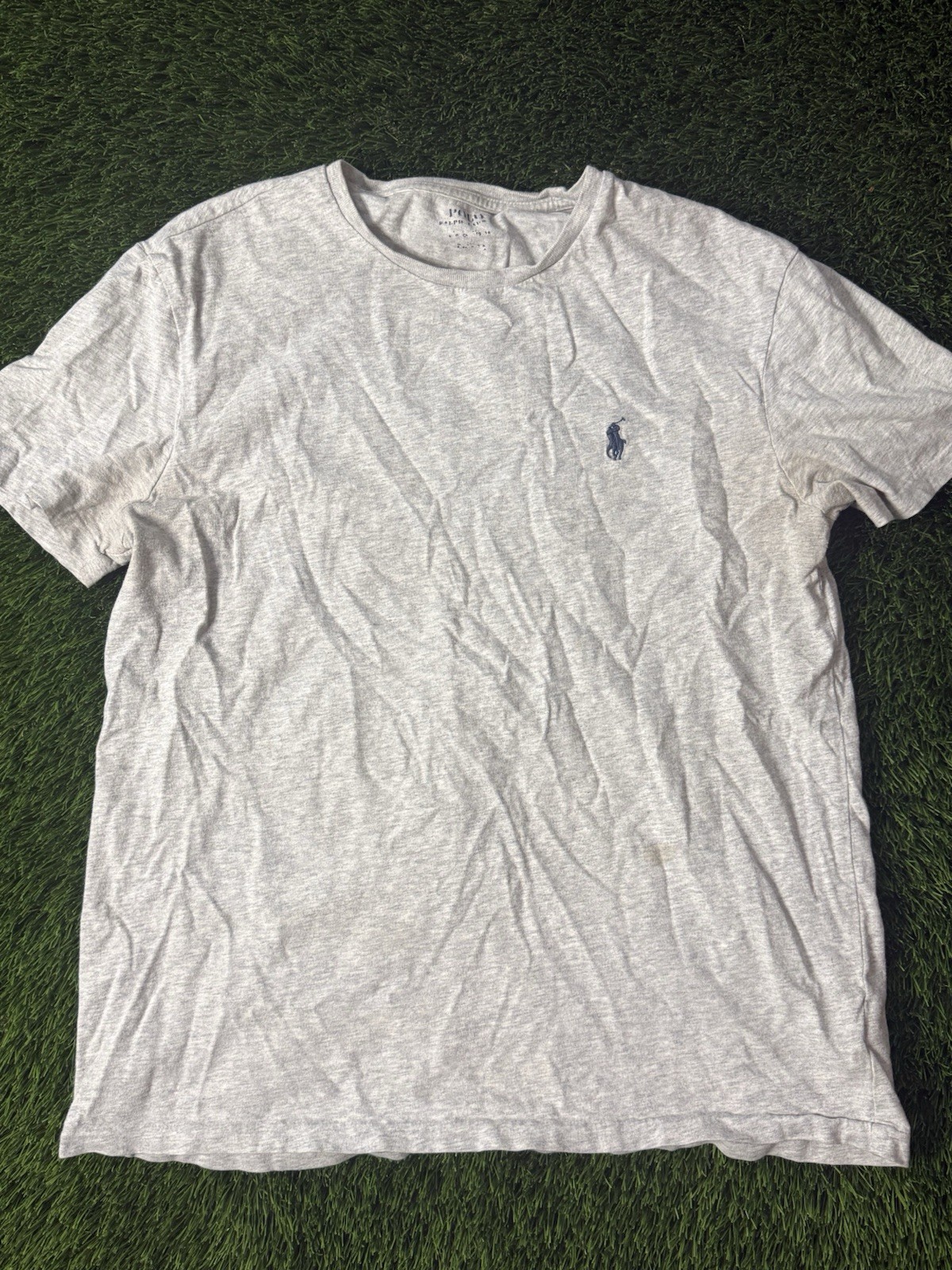 Polo Ralph Lauren Gray T Shirt Men’s Small Navy Pony Logo Short Sleeve Tee