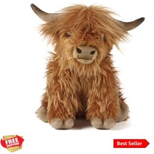 Highland Cow Brown Stuffed Animal  Farm Toy  Soft Toy for Kids  Naturli Ec...