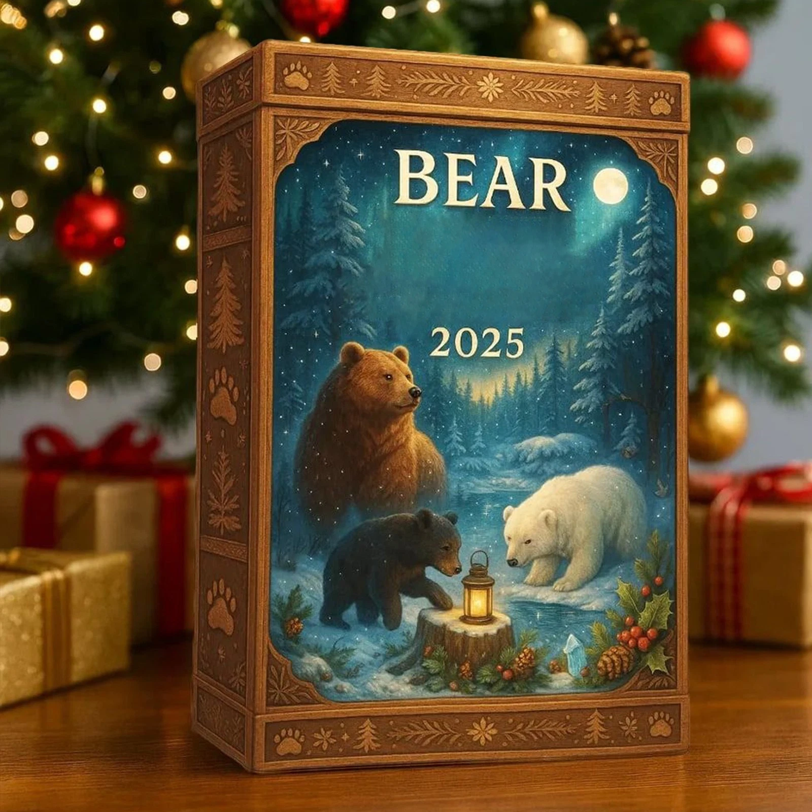 Bear Christmas Advent Calendar 2025, 2D Acrylic Bear Tree Ornaments Christmas