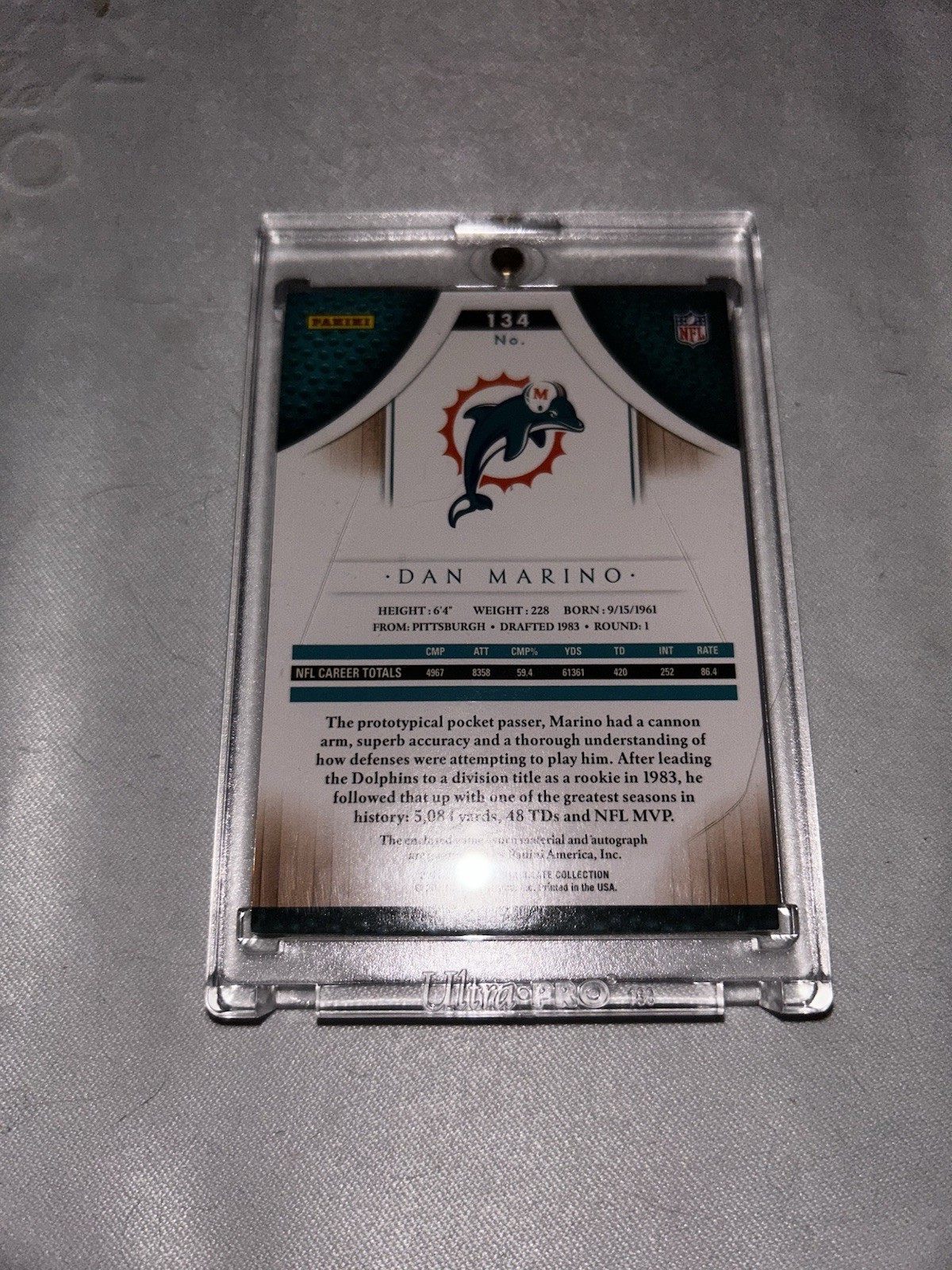 DAN MARINO DOLPHINS GAME USED LOGO PATCH IMMACULATE ON CARD AUTO SP #’d 9/10 ! view 9