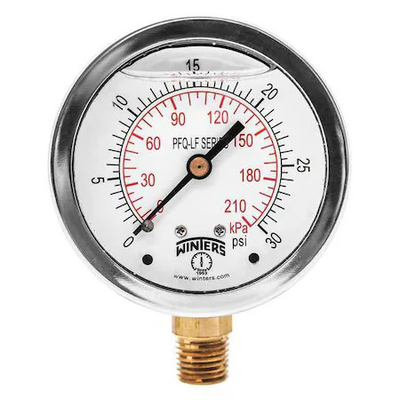 #ad Winters Pfq802lf Lead Free Pressure Gauge 0 To 30 Psi 2 1 2 In Dial 1 4 In $21.49