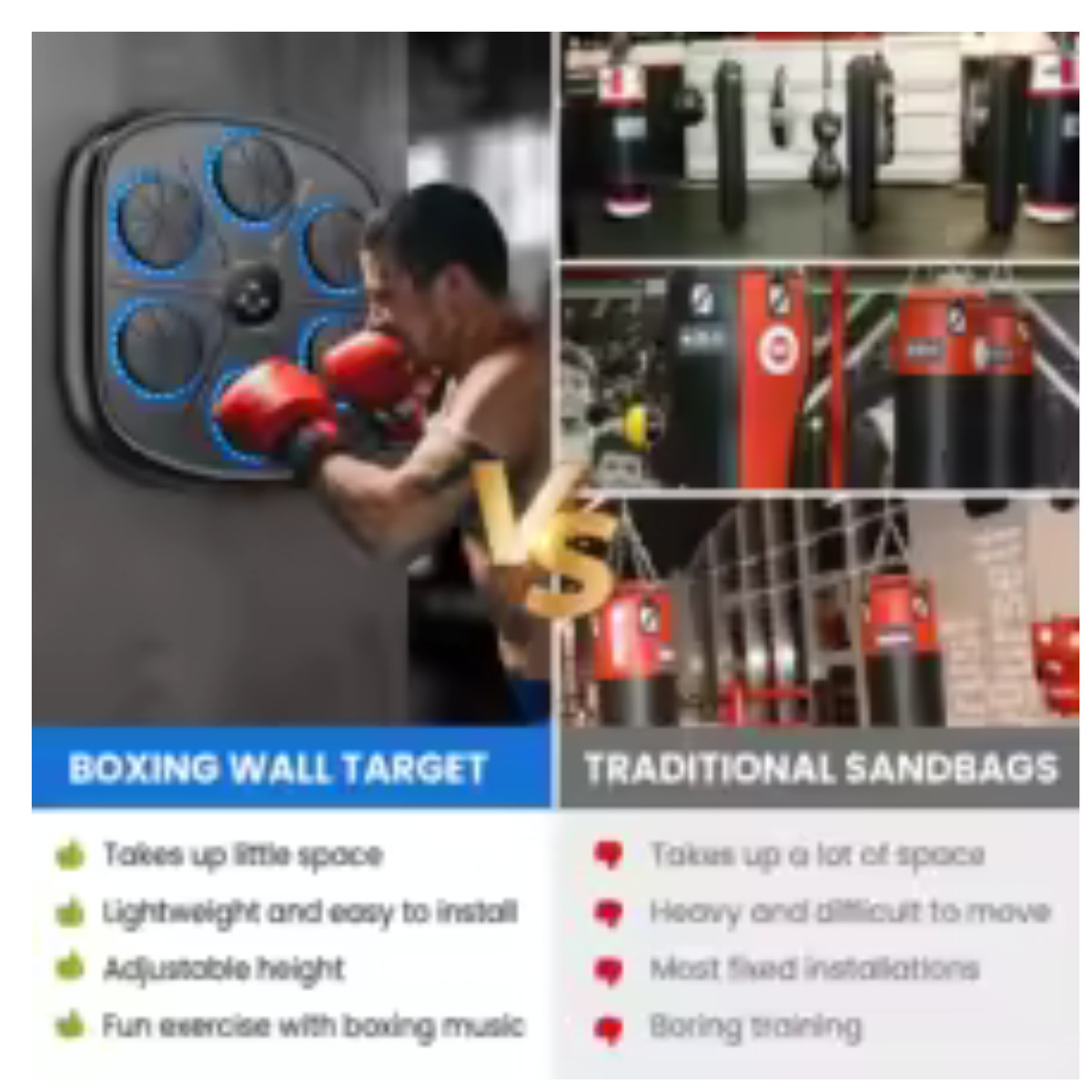 Cible de boxe LED RGB interactive machine connectée Bluetooth pour améliorer les réflexes chez soi - 4