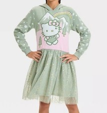 By Sanrio Hello kitty Tulle Hoodie Sweater Dress Kid Size Large 10-12 New