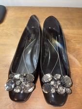Kate Spade New York Black Patent Leather Jewel Embellished Ballet Flats Sz 6B