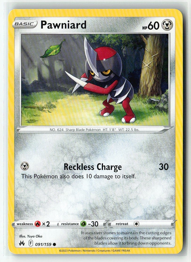 Pawniard 091/159 Common Crown Zenith Pokemon Lightly Played