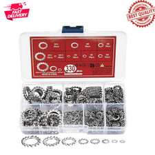 330PCS Stainless Steel External Tooth Star Lock Washers Assortment Set M2.5-M12
