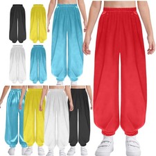 Boys Girls Satin Martial Arts Pants Kung Fu Tai Chi Wing Chun Trousers Uniform