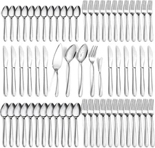 Pleafind 65-Pieces Silverware Set for 12 with 5 Serving Utensils,Stainless Steel